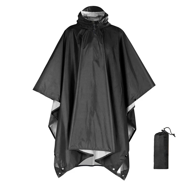 3 In 1 Outdoor Military Raincoat Hooded Sleeve Waterproof Rain Poncho Motorcycle Rain Cover Camping Hiking Travel Rainwear Tent Leedoar