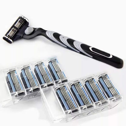 3-Layer Stainless Steel Manual Shaver, Men's Safety Shaver Blade, Sharp Blade Replaceable Blade