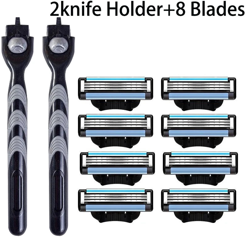 3-Layer Stainless Steel Manual Shaver, Men's Safety Shaver Blade, Sharp Blade Replaceable Blade