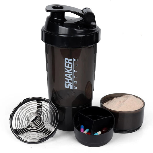 3 Layers Shaker Protein Bottle Powder Shake Cup Water Bottle Plastic Mixing Cup Body Building Exercise Bottle Leedoar