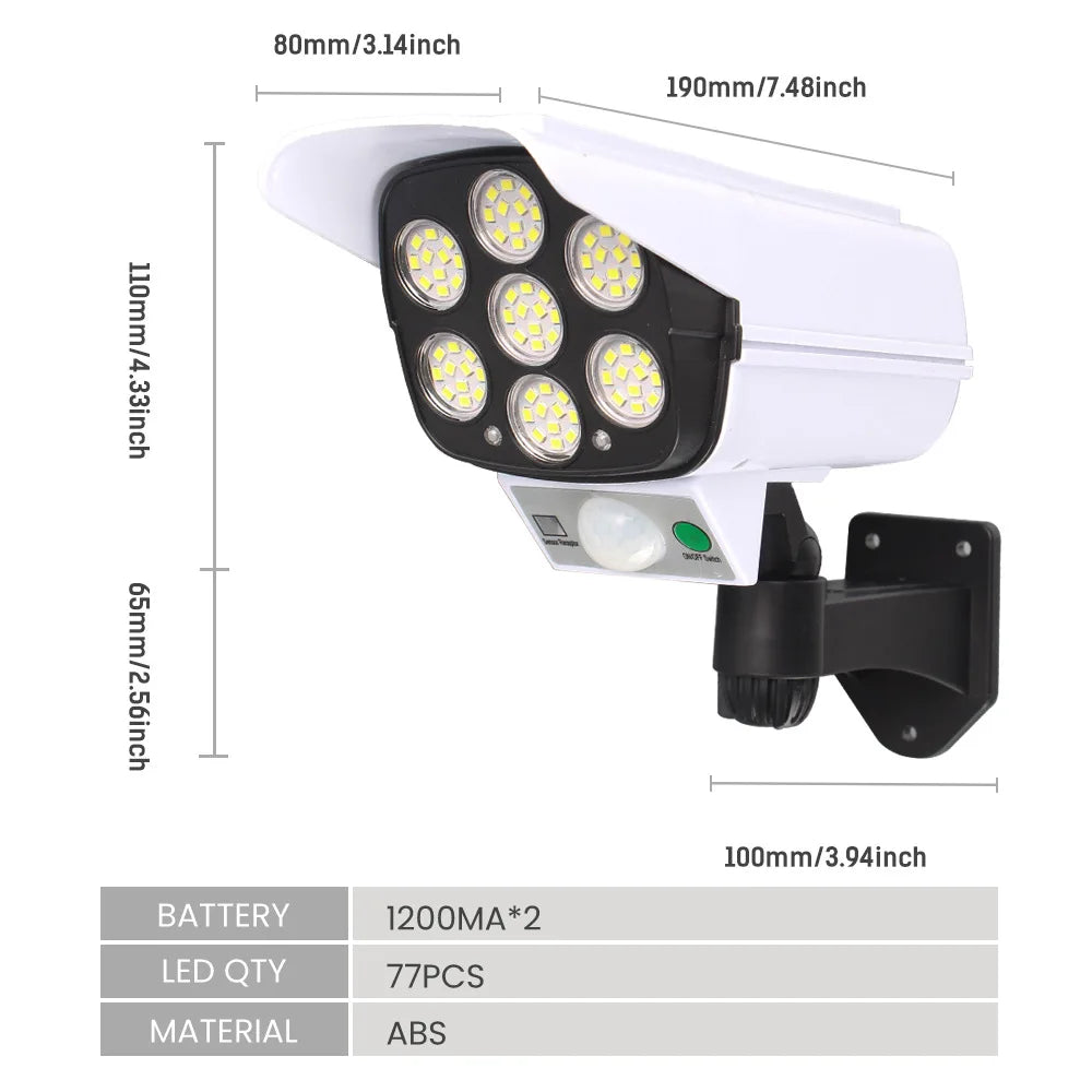 3 Modes Multi-angle Lighting Remote Control Solar Powered Simulation Monitoring Induction Wall Lamp Spot with Red Light Warning Leedoar