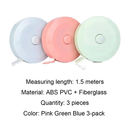 3 PC 1.5M Soft Tape Measure Double Scale Body Sewing Flexible Kids Height Measurement Ruler Portable Tools Tailor Craft Leedoar