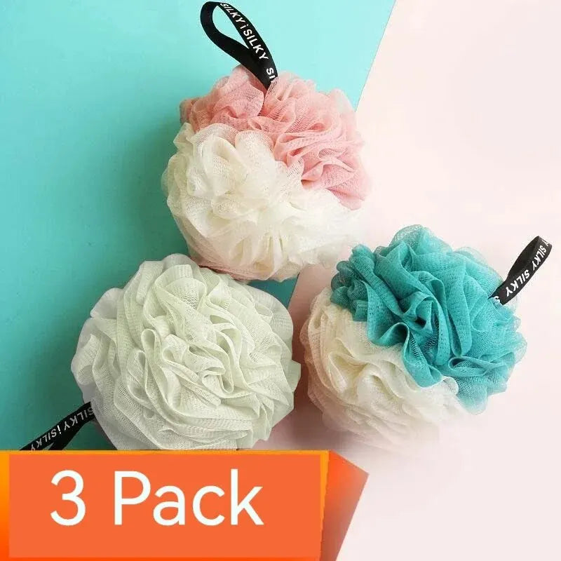 3 PCS Large Bath Balls Color Blocking PE Bath Flower Soft Scrubbing Bubble Net Two Color Bath Flower Leedoar