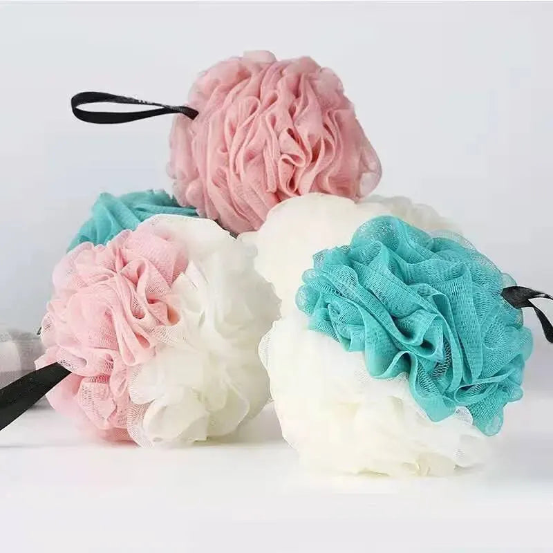 3 PCS Large Bath Balls Color Blocking PE Bath Flower Soft Scrubbing Bubble Net Two Color Bath Flower Leedoar