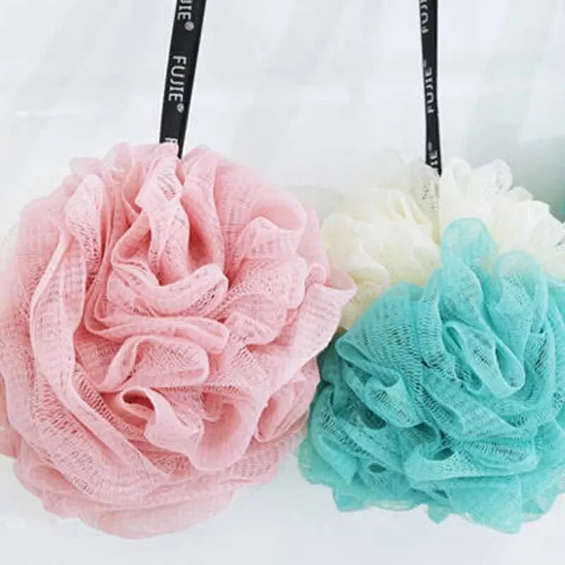 3 PCS Large Bath Balls Color Blocking PE Bath Flower Soft Scrubbing Bubble Net Two Color Bath Flower Leedoar