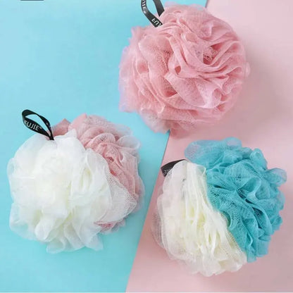 3 PCS Large Bath Balls Color Blocking PE Bath Flower Soft Scrubbing Bubble Net Two Color Bath Flower Leedoar