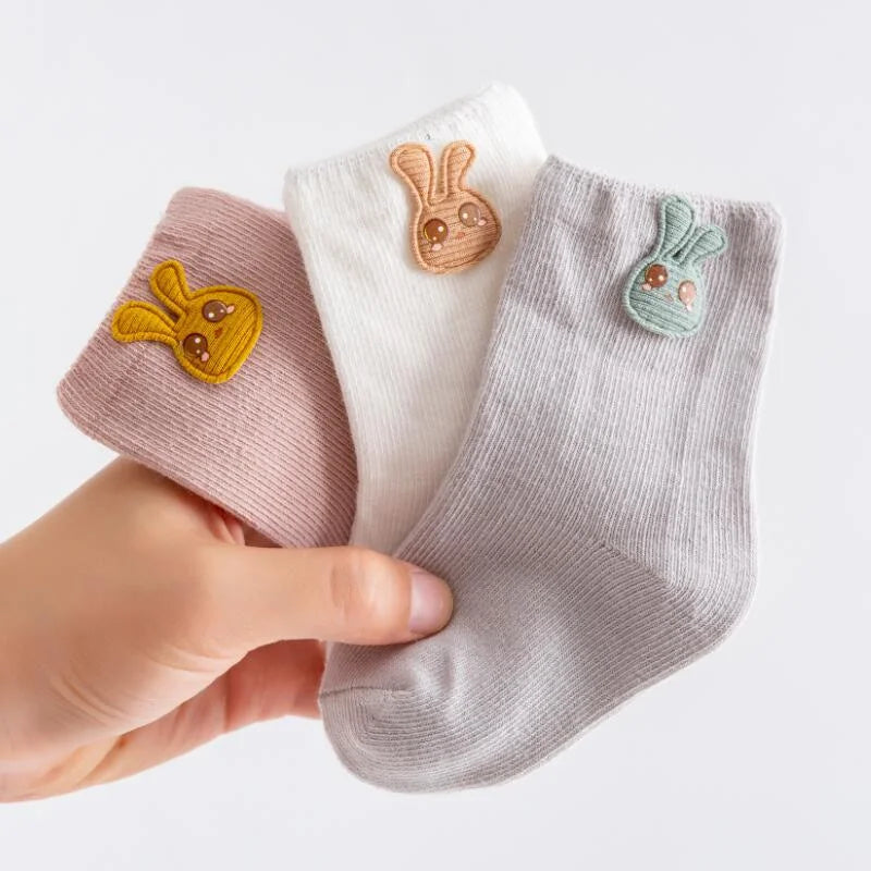 3 Pairs Baby Socks Newborn Baby Boy Girls 0-3 Years Kids Soft Cotton Cartoon Animal Children's Socks for Girls Leedoar