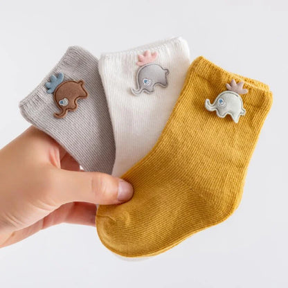 3 Pairs Baby Socks Newborn Baby Boy Girls 0-3 Years Kids Soft Cotton Cartoon Animal Children's Socks for Girls Leedoar