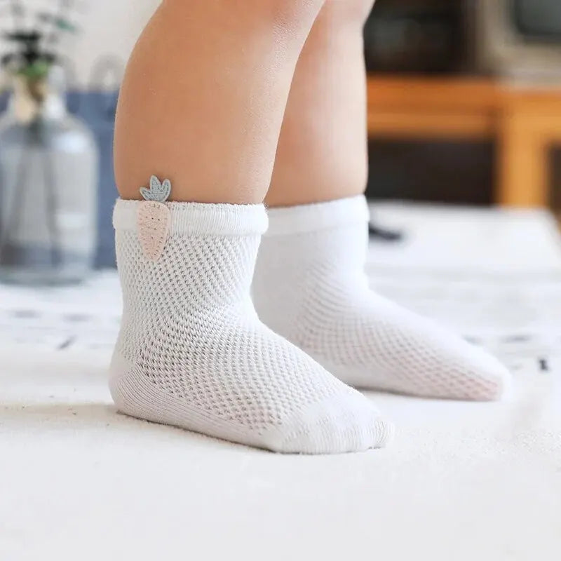 3 Pairs Infant Baby Socks for Girl Boy Thin Cotton Breathable Mesh Cute Accessories Unisex Newborn Boneless Short Socks Leedoar