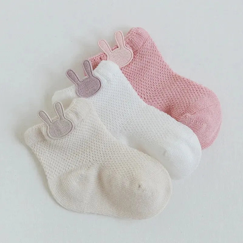 3 Pairs Infant Baby Socks for Girl Boy Thin Cotton Breathable Mesh Cute Accessories Unisex Newborn Boneless Short Socks Leedoar