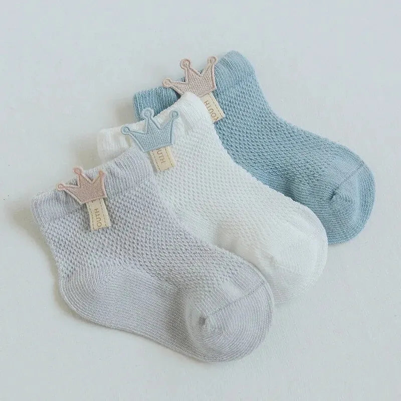 3 Pairs Infant Baby Socks for Girl Boy Thin Cotton Breathable Mesh Cute Accessories Unisex Newborn Boneless Short Socks Leedoar