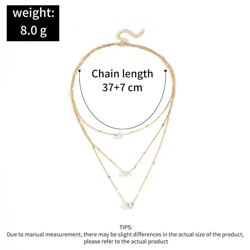 3 Pcs Gold-Color Simple Multilayered Pendant Necklace For Girls Women Star Heart Shaped Pendant Necklace Jewelry For Birthday Gi Leedoar