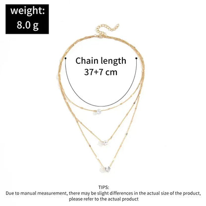3 Pcs Gold-Color Simple Multilayered Pendant Necklace For Girls Women Star Heart Shaped Pendant Necklace Jewelry For Birthday Gi Leedoar