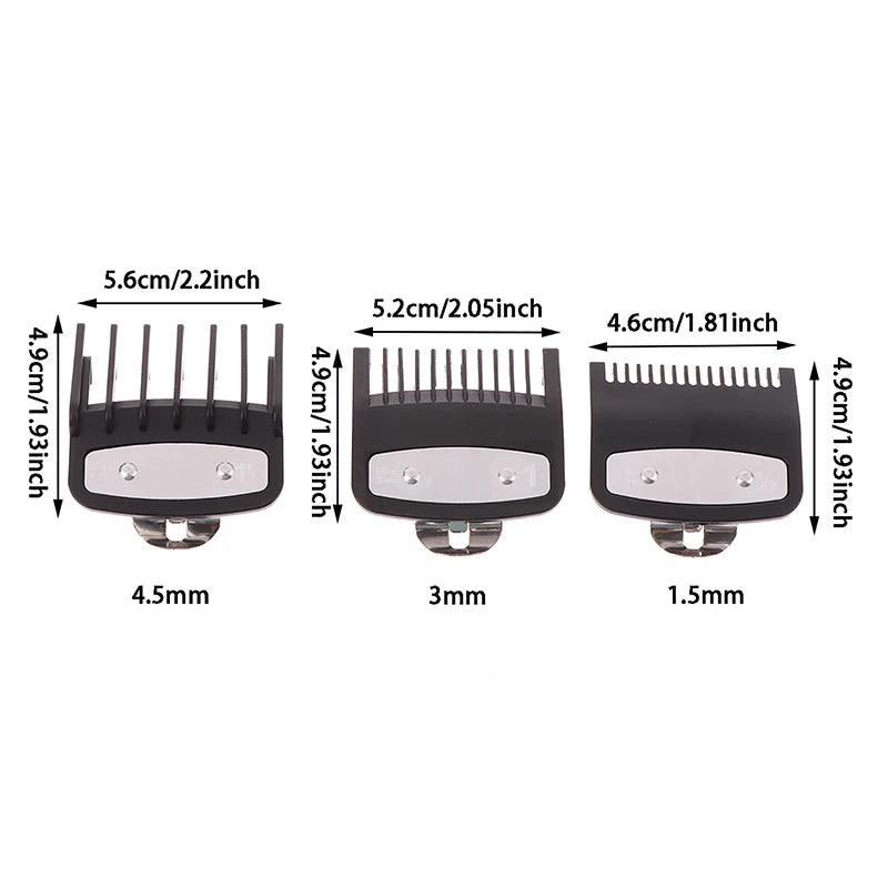 3 Pcs Hair Clipper Guards Guide Combs Trimmer Cutting Guides Styling Tools Attachment Compatible 1.5mm 3mm 4.5mm Leedoar