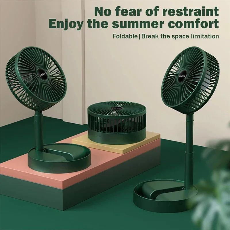 3 Speeds Super Quiet Adjustable Height Stand Fan 6 Inch Folding Portable Telescopic Floor/USB with Rechargeable Battery Leedoar