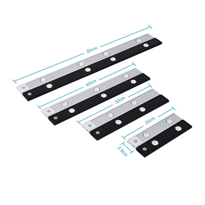 Luces LED ultradelgadas de 30/40/50 cm para iluminación de gabinetes, sensor de movimiento PIR, luces nocturnas inalámbricas recargables por USB, lámpara para gabinetes de cocina 