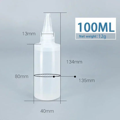 30/60/100ml Garrafas de cola de plástico vazias Tampas de rosca Frascos conta-gotas de óleo de tinta líquida de aperto Recipiente de pigmento Garrafas recarregáveis 