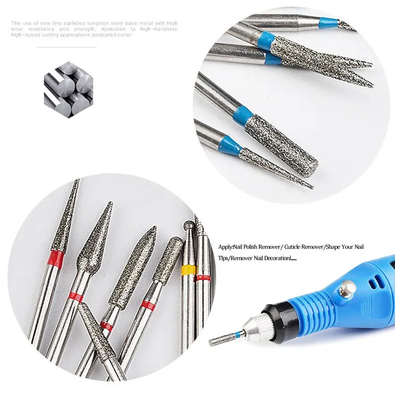 30 Pcs/Box Diamond Tungsten Nail Drill Bit Set Carbide Milling Cutter Manicure Removing Gel Polish Electric Accessories Tools Leedoar