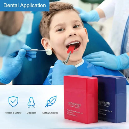 300 Sheets Dental Articulating Paper 55*18mm Blue Red Double-sided Bite Strips Oral Teeth Whitening Material Dental Tools Leedoar