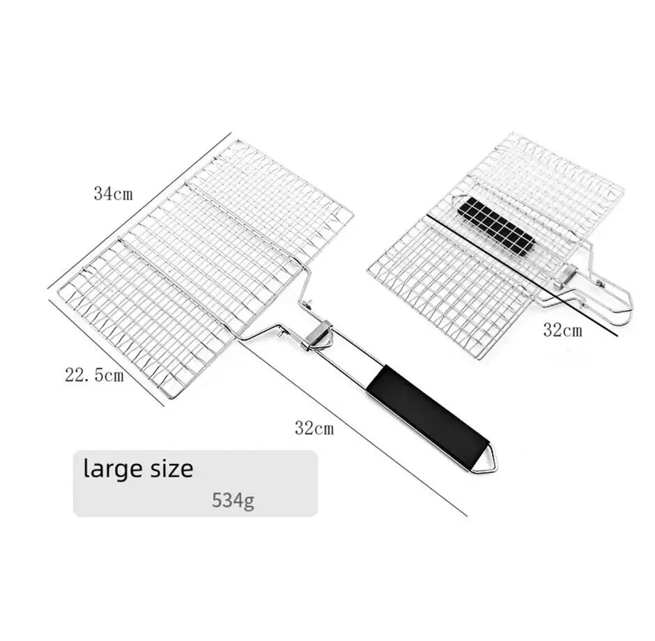 304 Stainless Steel BBQ Mesh Non Stick Grilling Basket Grill Mesh Mat Meat Vegetable Steak Picnic Party Barbecue Tool Leedoar