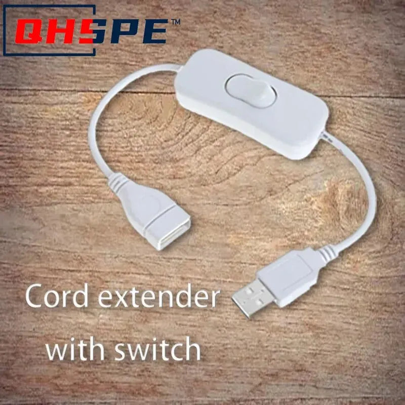 30CM DC Extended Extension Switch USB Cable With Switch Button Power Cord Long Life Lamp Charger Adapter Leedoar