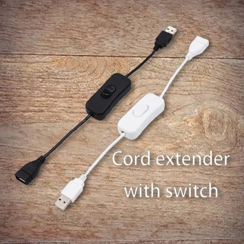 30CM DC Extended Extension Switch USB Cable With Switch Button Power Cord Long Life Lamp Charger Adapter Leedoar