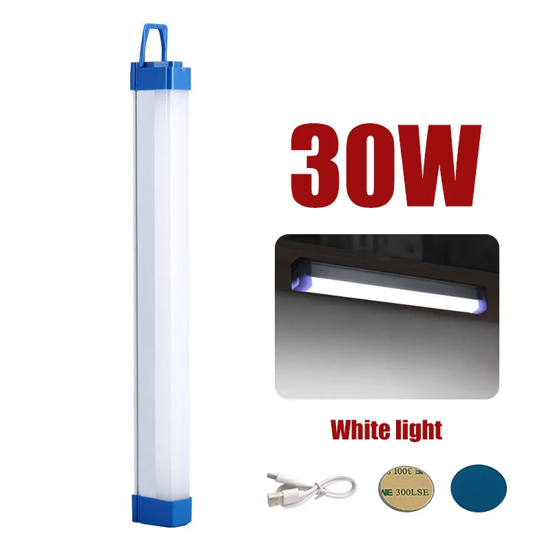 Tubo de luz LED recargable de 30 cm para acampar, luz portátil con suspensión magnética para emergencias, mercados nocturnos e iluminación exterior 