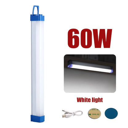 Tubo de luz LED recargable de 30 cm para acampar, luz portátil con suspensión magnética para emergencias, mercados nocturnos e iluminación exterior 