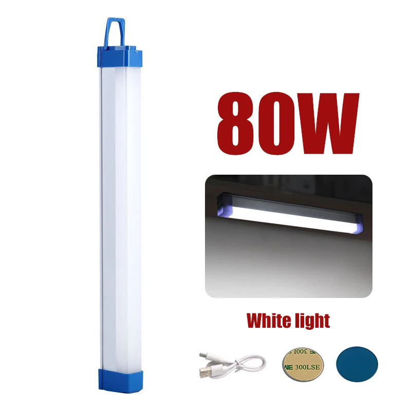 Tubo de luz LED recargable de 30 cm para acampar, luz portátil con suspensión magnética para emergencias, mercados nocturnos e iluminación exterior 