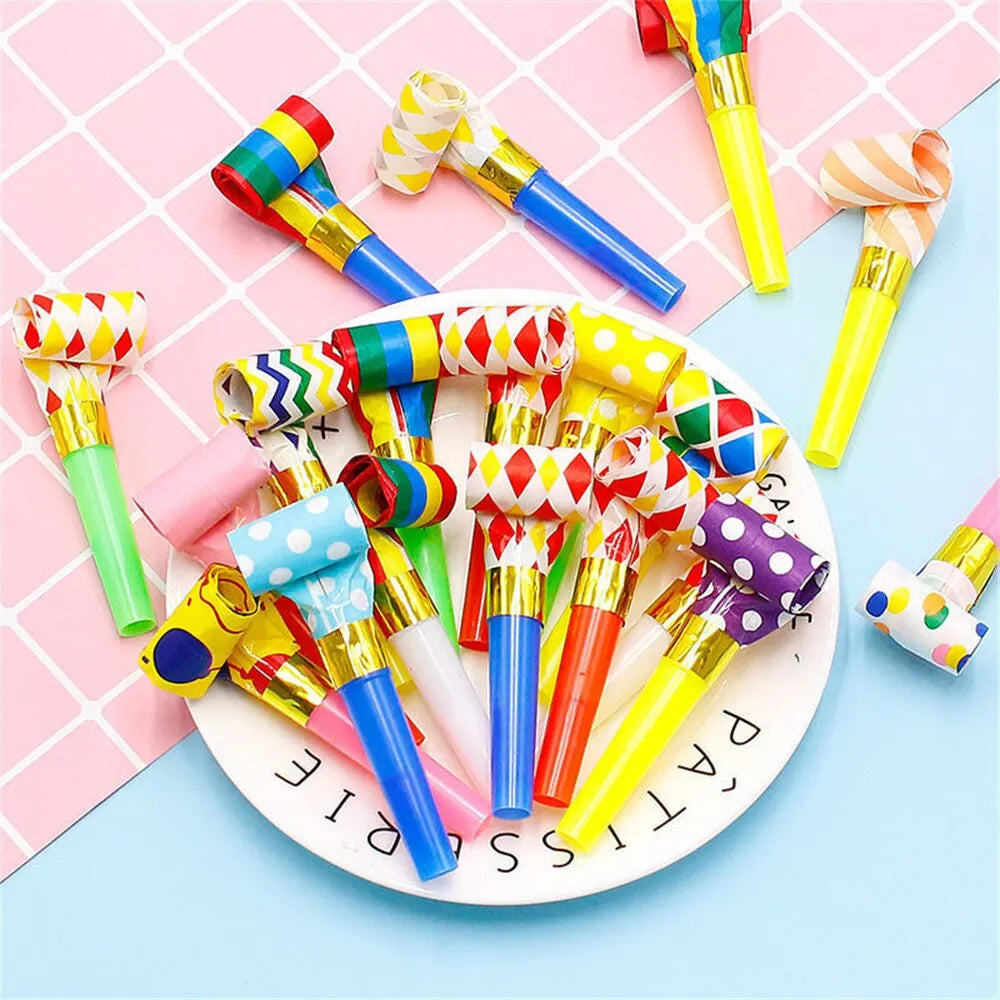 30PCS Colorful Whistles Toy Funny Toy Children Blowing Dragon Whistle Blow Roll Toys Baby Party Games Birthday Gifts Toddler Toy Leedoar