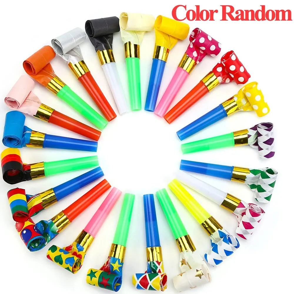 30PCS Colorful Whistles Toy Funny Toy Children Blowing Dragon Whistle Blow Roll Toys Baby Party Games Birthday Gifts Toddler Toy Leedoar