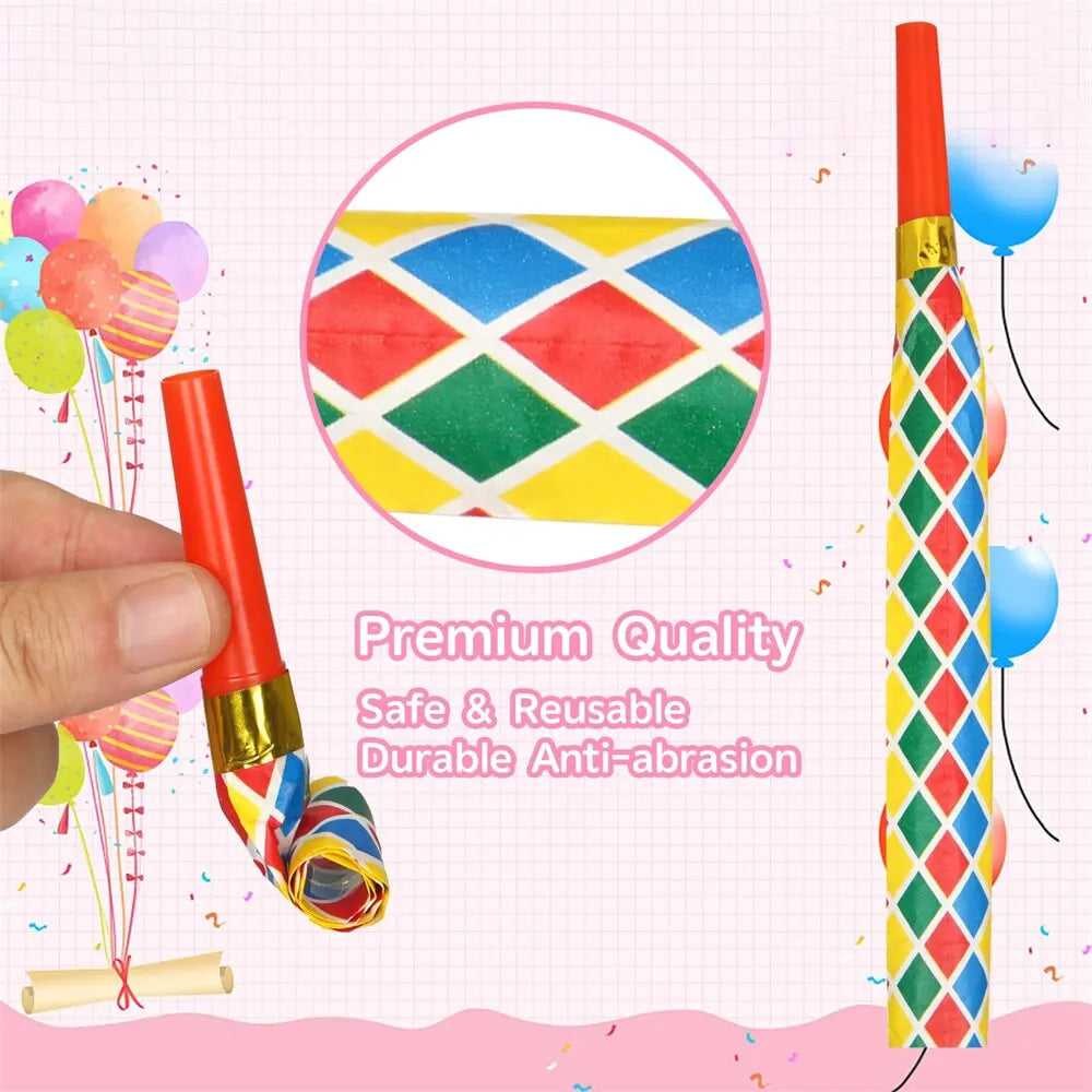 30PCS Colorful Whistles Toy Funny Toy Children Blowing Dragon Whistle Blow Roll Toys Baby Party Games Birthday Gifts Toddler Toy Leedoar