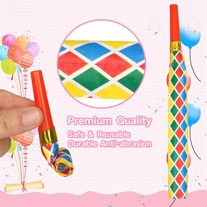 30PCS Colorful Whistles Toy Funny Toy Children Blowing Dragon Whistle Blow Roll Toys Baby Party Games Birthday Gifts Toddler Toy Leedoar