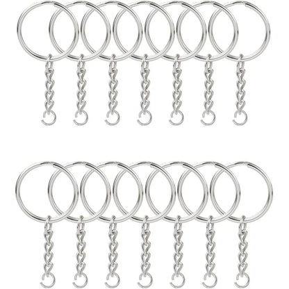 30PCS Split Key Ring com Corrente de 1 Polegada e Argolas de Salto Peças de Metal Cor Prata com Argola de Salto Aberta e Conector DIY Jóias 