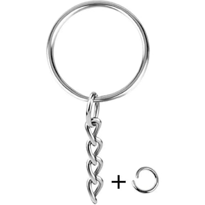 30PCS Split Key Ring com Corrente de 1 Polegada e Argolas de Salto Peças de Metal Cor Prata com Argola de Salto Aberta e Conector DIY Jóias 