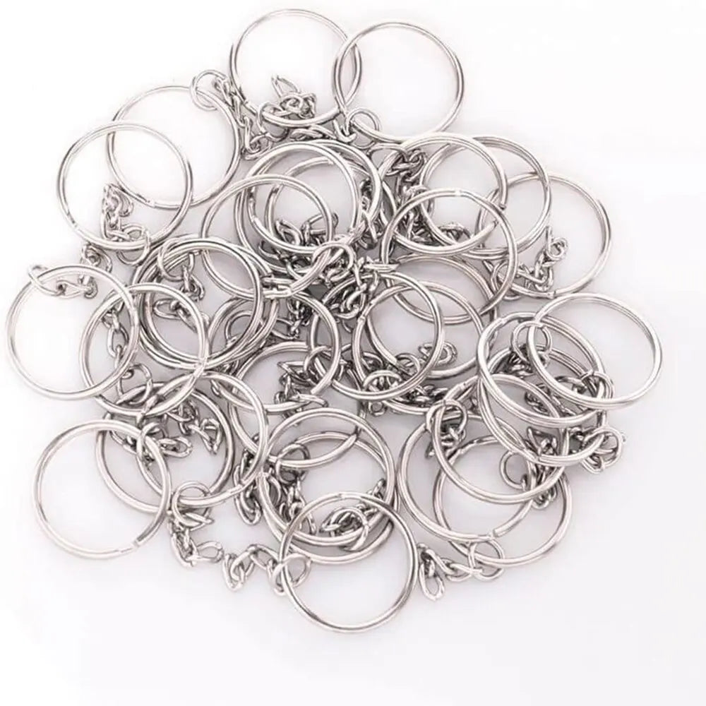 30PCS Split Key Ring com Corrente de 1 Polegada e Argolas de Salto Peças de Metal Cor Prata com Argola de Salto Aberta e Conector DIY Jóias 