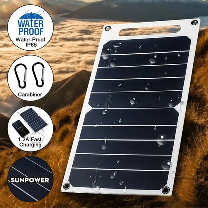 30W Solar Panel With USB Waterproof Outdoor Hiking And Camping Portable Battery Mobile Phone Charging Bank Charging Panel 6.8V Leedoar