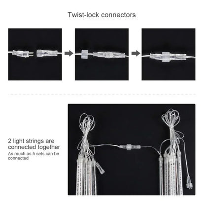 30cm /50cm Waterproof Meteor Shower Rain 8 Tube LED String Lights For Outdoor Holiday Christmas Decoration Tree EU/US/AU/UK Plug Leedoar
