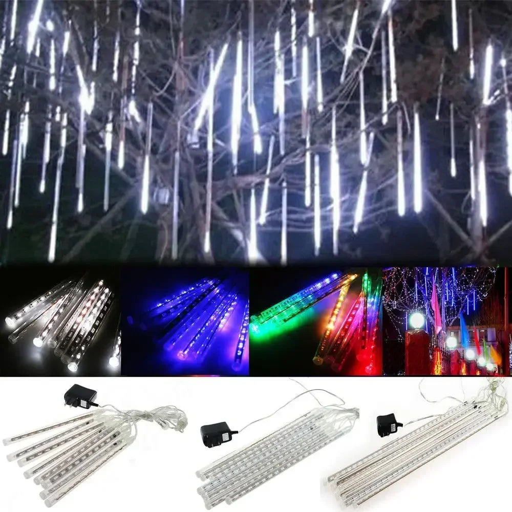 30cm /50cm Waterproof Meteor Shower Rain 8 Tube LED String Lights For Outdoor Holiday Christmas Decoration Tree EU/US/AU/UK Plug Leedoar