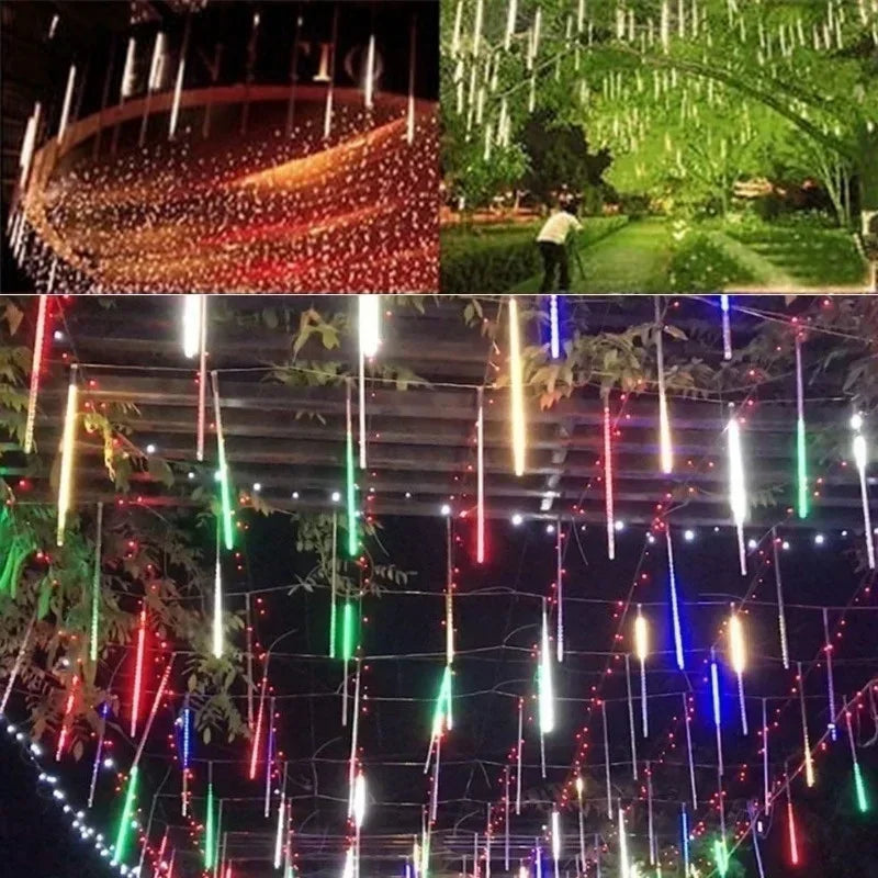 30cm /50cm Waterproof Meteor Shower Rain 8 Tube LED String Lights For Outdoor Holiday Christmas Decoration Tree EU/US/AU/UK Plug Leedoar