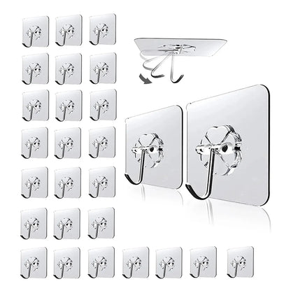 30pc Transparent Wall Mount Hooks - Strong Grip, Traceless, Easy Install, Multifunctional for Modern Decor Leedoar