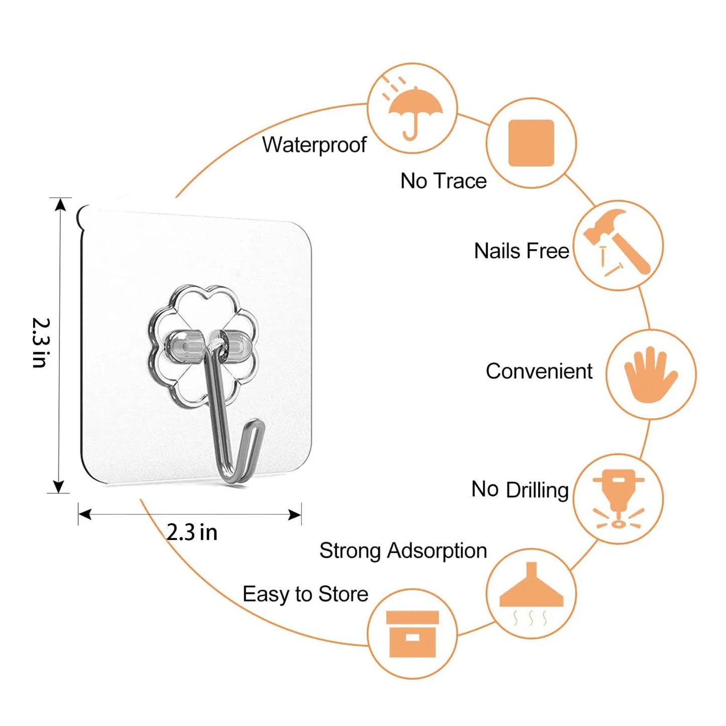 30pc Transparent Wall Mount Hooks - Strong Grip, Traceless, Easy Install, Multifunctional for Modern Decor Leedoar