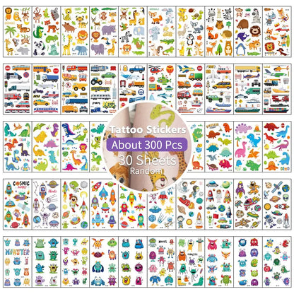 30pcs Children's Tattoo Stickers Kids Girl Boy Body Paster Unicorn Butterfly Mermaid Animal Dinosaur Ocean Car Cartoon Stickers Leedoar