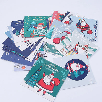 30pcs/Lot Christmas Greeting Card Kids Mini Christmas Blessing Greeting Cards Envelope New Year Postcard Gift Card Surprise