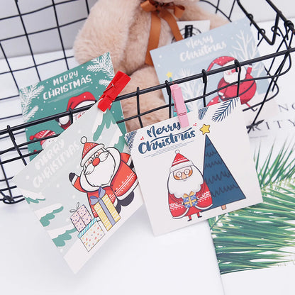 30pcs/Lot Christmas Greeting Card Kids Mini Christmas Blessing Greeting Cards Envelope New Year Postcard Gift Card Surprise