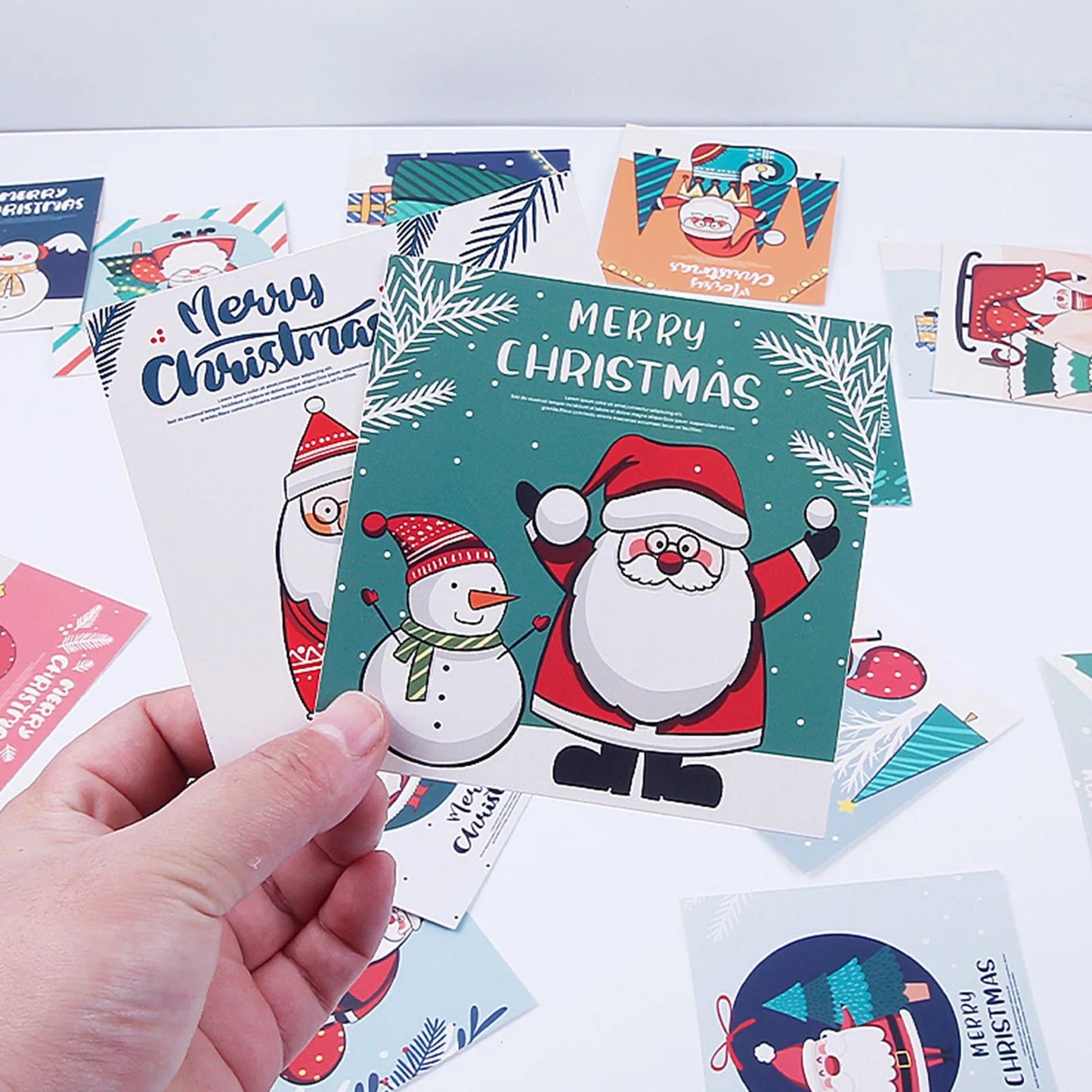 30pcs/Lot Christmas Greeting Card Kids Mini Christmas Blessing Greeting Cards Envelope New Year Postcard Gift Card Surprise