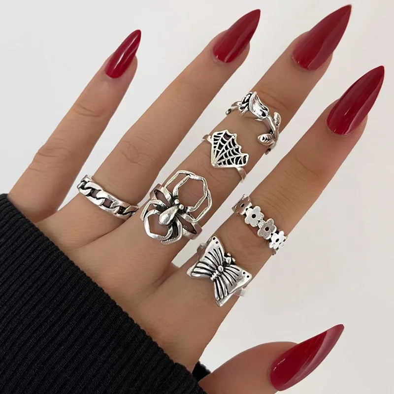 30pcs/Lot Factory Wholesale Alloy Finger Rings For Women HOT New Big Flower Cutout Skull Spider Animal Leaf Love Snake Jewelry Leedoar