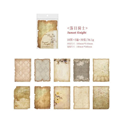 30pcs/pack Material Paper Gentle Wind Series Retro Dyeing Journal DIY Material Decoration Bottom Non-self-adhesive Leedoar