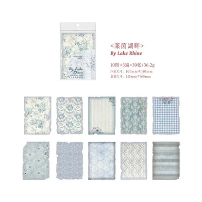 30pcs/pack Material Paper Gentle Wind Series Retro Dyeing Journal DIY Material Decoration Bottom Non-self-adhesive Leedoar