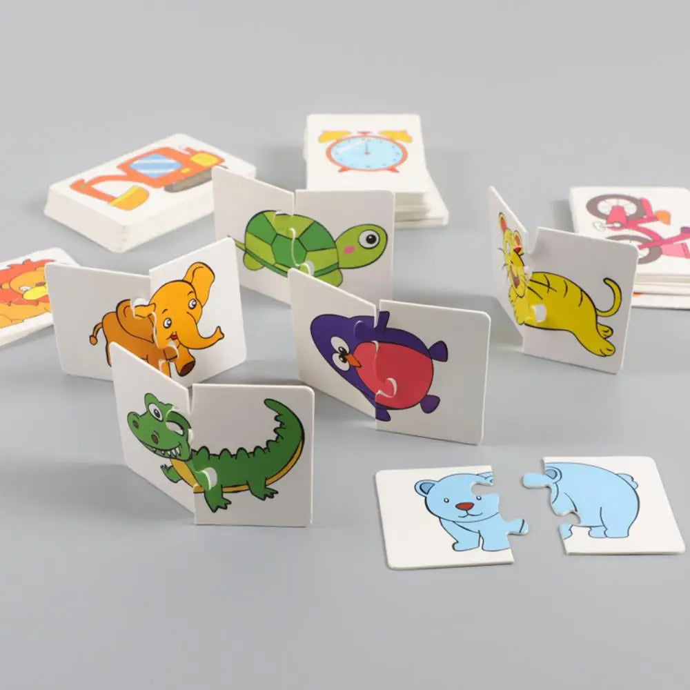 32 Pcs Enlightenment Card Matching Puzzle Early Education Cartoon Pattern Cognitive Boys and Girls Toys Leedoar